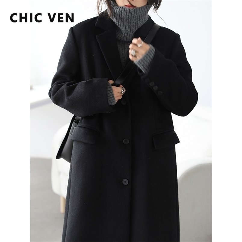 Women's Wool Blends CHIC VEN Winter Korean Women Long Coat Thickening Casual Warm Single Breasted Overcoat en Coats Office Lady Tops 221010, Black
Women's Wool Blends CHIC VEN Winter Korean Women Long Coat Thickening Casual Warm Single Breasted Overcoat en Coats Office Lady Tops 221010, Black