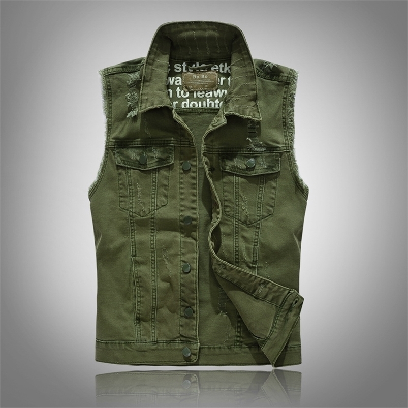 Men's Vests vests Slim Fit Cowboy Male Jacket Vest Ripped Denim Vest Men's Jacket Sleeveless Casual Waistcoat Mens Jean Coat Green 221010
Men's Vests vests Slim Fit Cowboy Male Jacket Vest Ripped Denim Vest Men's Jacket Sleeveless Casual Waistcoat Mens Jean Coat Green 221010