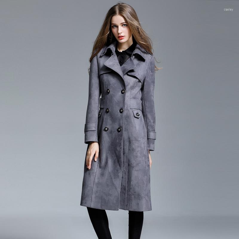 Women' Trench Coats Women Suede Coat British Style High-end Temperament Windbreaker Female Double-breasted Paragraph Dust With Belt, Gray
Women' Trench Coats Women Suede Coat British Style High-end Temperament Windbreaker Female Double-breasted Paragraph Dust With Belt, Gray