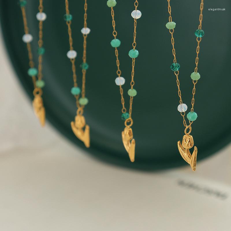 Chains Ropuhov 2022 Women Girl Personality Emerald Crystal Beads Tulip Flower Pendant Necklace Gift Trend Jewelry Korean
Chains Ropuhov 2022 Women Girl Personality Emerald Crystal Beads Tulip Flower Pendant Necklace Gift Trend Jewelry Korean