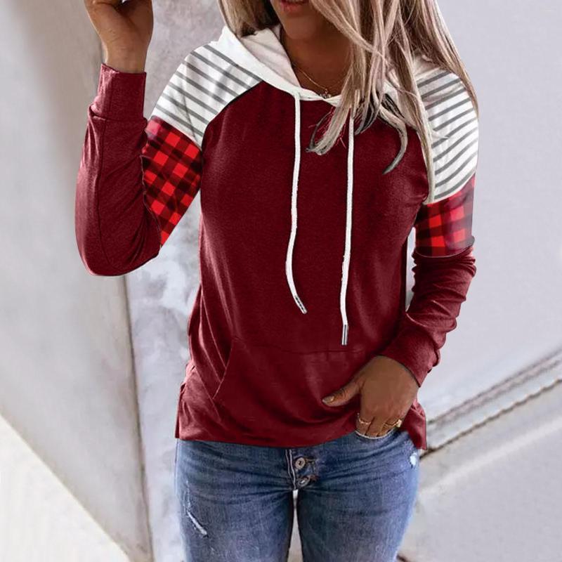 Women' Hoodies Womens Striped Plaid Splice Print Casual Pullover Drawstring Hooded Pocket Long Sleeve Korean Sweatshirts Female #T1G, Bk
Women' Hoodies Womens Striped Plaid Splice Print Casual Pullover Drawstring Hooded Pocket Long Sleeve Korean Sweatshirts Female #T1G, Bk
