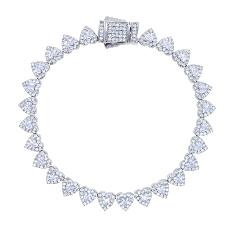 Iced out 7mm heart charm tennis chain bracelet paved 5A cz stone with gold silver plated for women men punk styles jewelry wholesale
Iced out 7mm heart charm tennis chain bracelet paved 5A cz stone with gold silver plated for women men punk styles jewelry wholesale