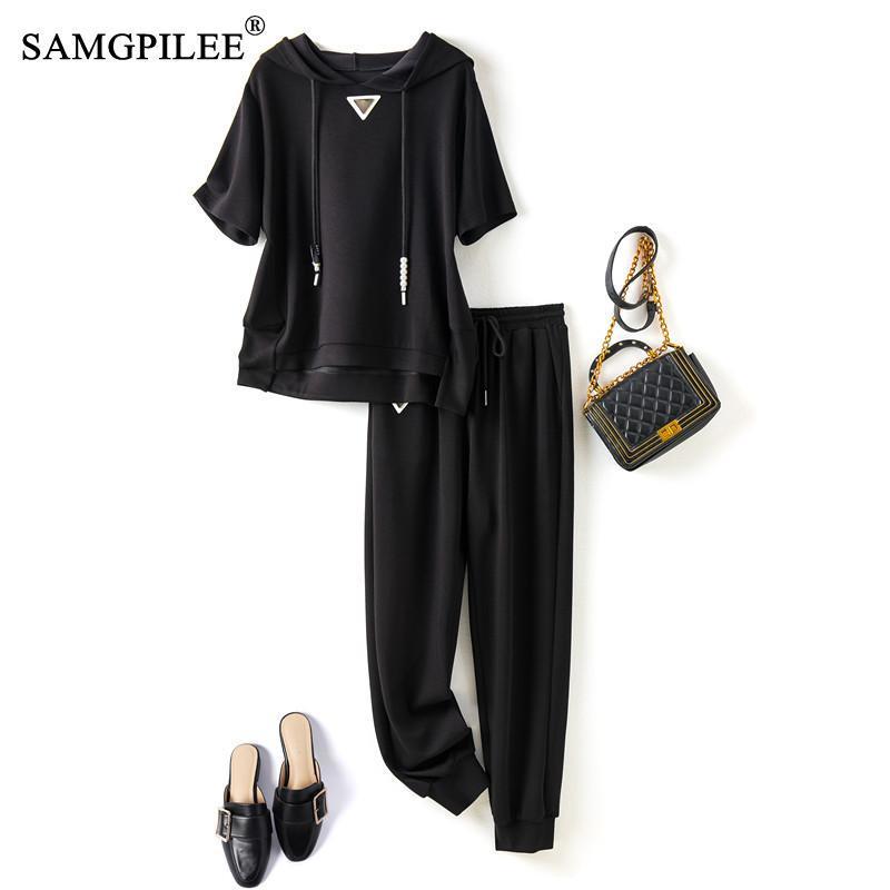 Women's Two Piece Pants Set Of Two Fashion Pieces For Wome Comfortable Stretch Air Cotton Hooded Sweater Casual Pants Sports 2 Piece Sets Womens 