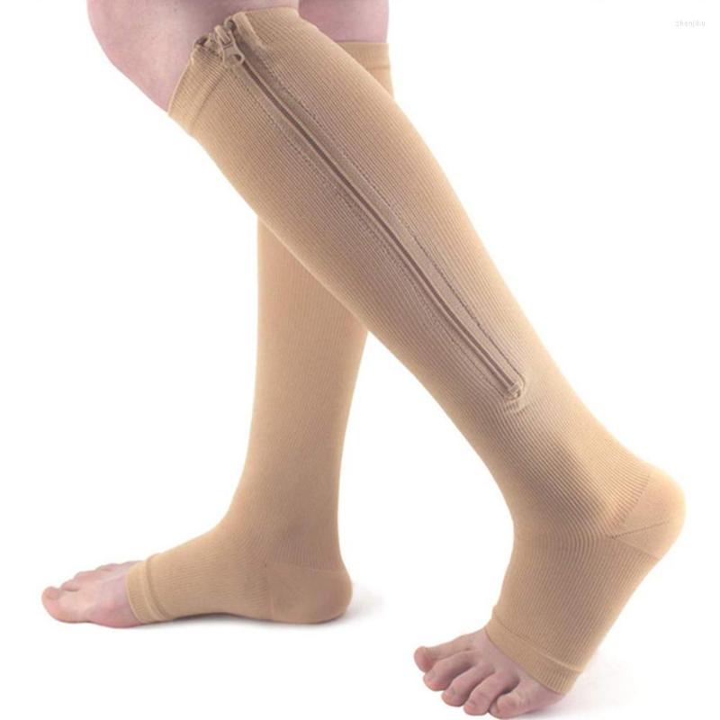 Sports Socks Unisex Open Toe Knee Length Zipper Shaping Veins Compression Stockings Women Men, Black
Sports Socks Unisex Open Toe Knee Length Zipper Shaping Veins Compression Stockings Women Men, Black