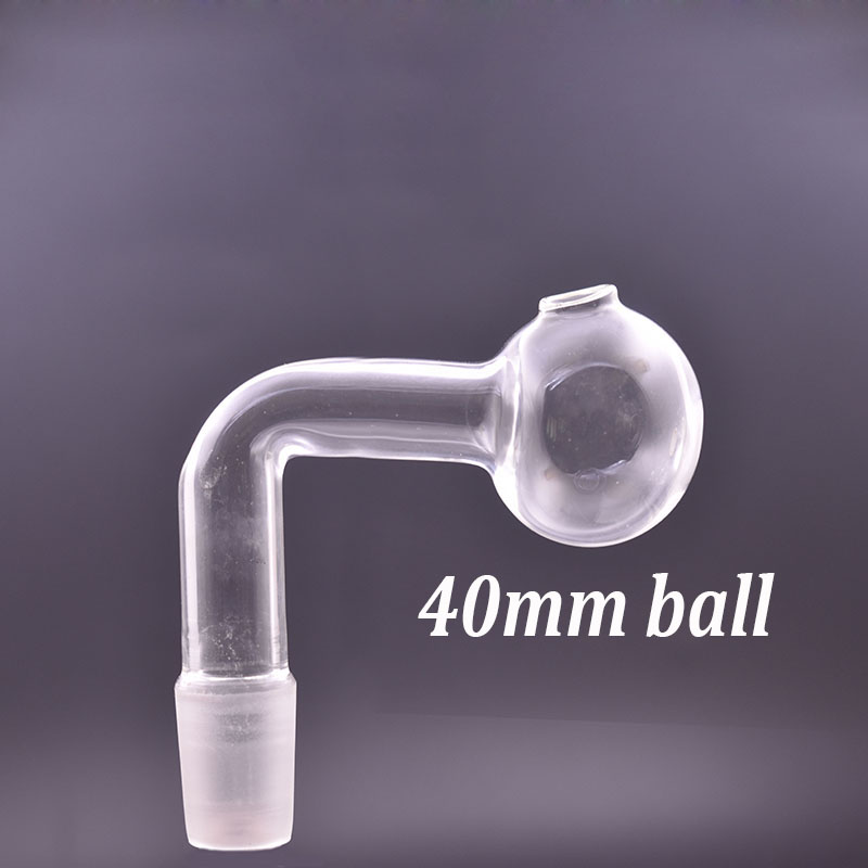 Big Size Thick Strong Glass Oil Burner Pipe 10mm 14mm 18mm Male Female VS Quartz Banger Nail for Dab Rig Ashcatcher Bong with 40mm ball