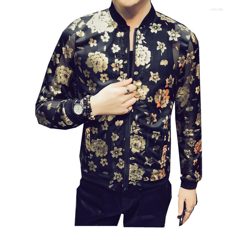 Men's Jackets Black Floral Gold Summer Jacket Men Thin Sexy Transpaparent BomberChaquetas Hombre Stage DJ Party Outfit Ropa Para
Men's Jackets Black Floral Gold Summer Jacket Men Thin Sexy Transpaparent BomberChaquetas Hombre Stage DJ Party Outfit Ropa Para