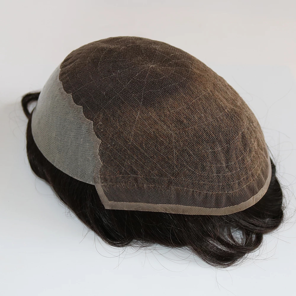 Top Hair Quality Swiss Laces Q6 Male Hair Breathable Prosthesis Natural Human Hairss Men Toupee Wig Lace & Pu Hairs Bleached Knot System Unit For Mens