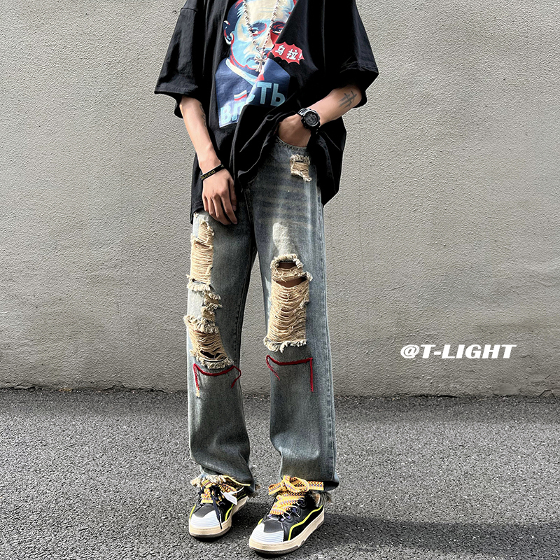 Men's Jeans Vintage Washed Ripped Jeans Men High Street Casual Loose Embroidery Sanding Men Straight Big Hole Baggy Jeans M5XL 221008, Blue
Men's Jeans Vintage Washed Ripped Jeans Men High Street Casual Loose Embroidery Sanding Men Straight Big Hole Baggy Jeans M5XL 221008, Blue