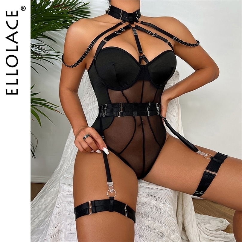 

Sexy Set Ellolace Fancy Lingerie Bodysuit Women With Garters Sexy Boat Body OnePieces Sissy Teddy Erotic Halter Open Croch Babydoll 221010, Blue