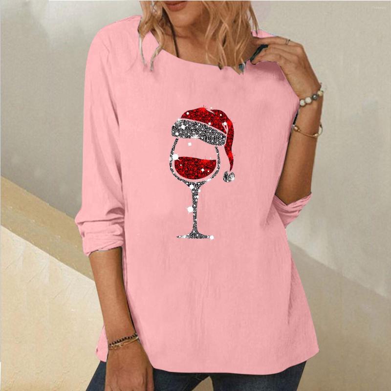 Women's T Shirts Womens Hiking Top Long Sleeve Crewneck Christmas Pattern Wine Glass Printed Hem Shirt Tennis Women
Women's T Shirts Womens Hiking Top Long Sleeve Crewneck Christmas Pattern Wine Glass Printed Hem Shirt Tennis Women