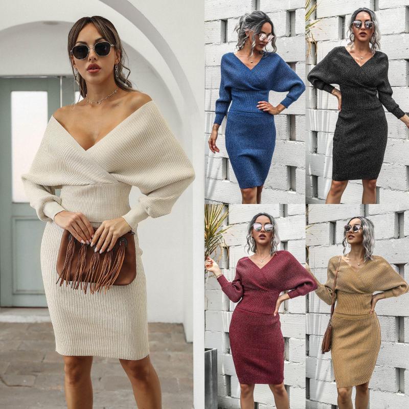 Casual Dresses 2-piece Set Winter Pullover Knitted Bodycon Party Skirt Autumn Backless Sexy Elegant V-neck Off Shoulder Sweater Dress, Black
Casual Dresses 2-piece Set Winter Pullover Knitted Bodycon Party Skirt Autumn Backless Sexy Elegant V-neck Off Shoulder Sweater Dress, Black