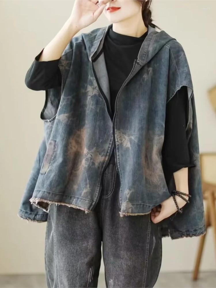 Women's Vests Women Denim Vintage Korea Style Sleeveless Hooded Loose Casual Female Cardigan Fashion Autumn Coat
Women's Vests Women Denim Vintage Korea Style Sleeveless Hooded Loose Casual Female Cardigan Fashion Autumn Coat