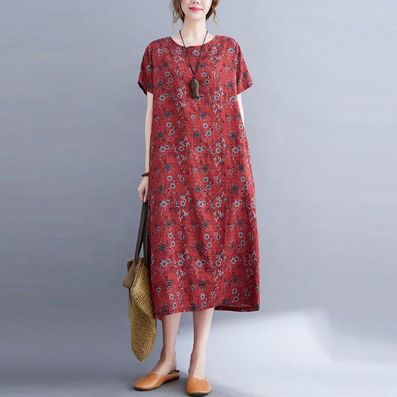 Casual Dresses Women Cotton Linen Dress Arrival 2022 Summer Vintage Style Floral Print Loose Comfortable Female Long B564, Red
Casual Dresses Women Cotton Linen Dress Arrival 2022 Summer Vintage Style Floral Print Loose Comfortable Female Long B564, Red