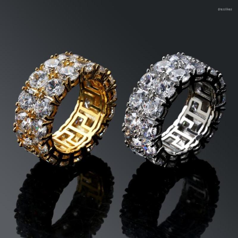 Wedding Rings Sparkling Cz Paved Gold Color Plated Ring Cubic Zirconia 2 Row Chain Shiny Hip Hop Finger For Men Size 7 8 9 10 11
Wedding Rings Sparkling Cz Paved Gold Color Plated Ring Cubic Zirconia 2 Row Chain Shiny Hip Hop Finger For Men Size 7 8 9 10 11