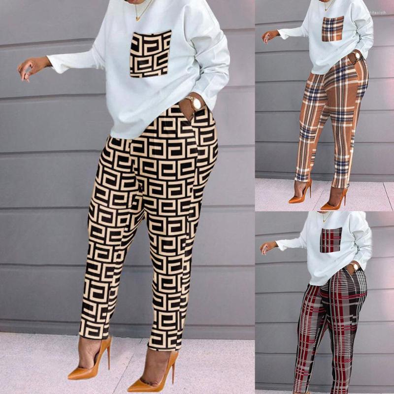 Women' Two Piece Pants Women Spring Autumn Casual Loose 2 Set Drawstring Design Pockets Plaid Print Long Sleeve Top Streetwear Outfits, Pattern three
Women' Two Piece Pants Women Spring Autumn Casual Loose 2 Set Drawstring Design Pockets Plaid Print Long Sleeve Top Streetwear Outfits, Pattern three