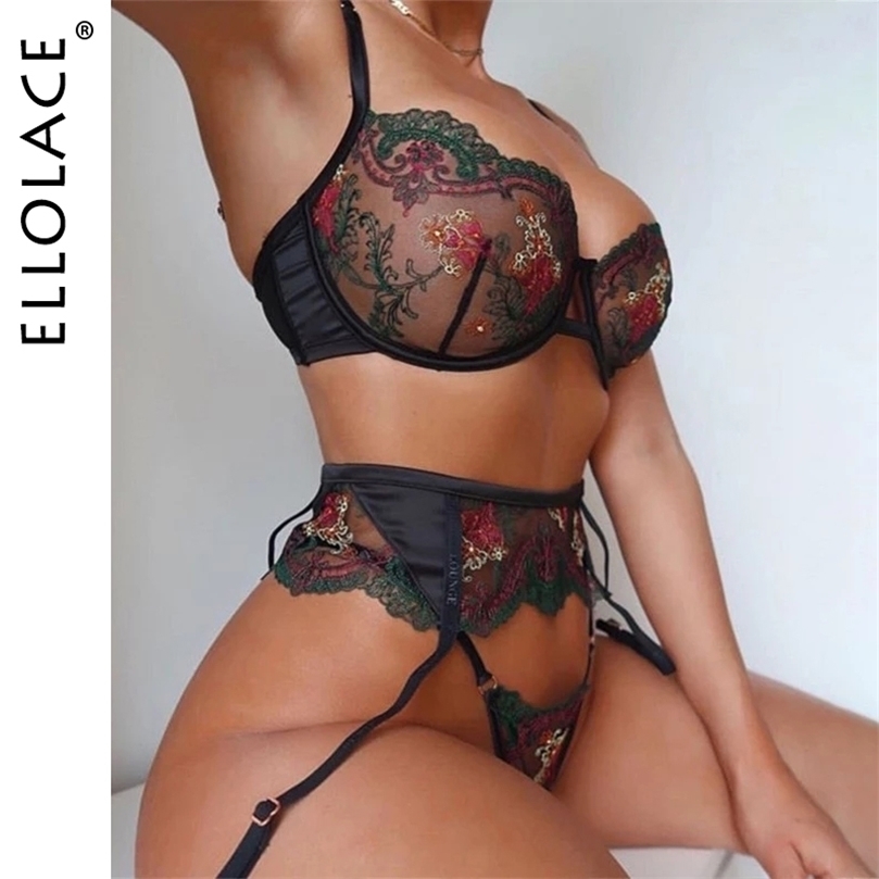 Sexy Set Ellolace Sexy Lingerie Set Lace Embroidery Transparent Underwear Garters Underwire Push up Floral Erotic Women 3 Piece Set 221010, Black
Sexy Set Ellolace Sexy Lingerie Set Lace Embroidery Transparent Underwear Garters Underwire Push up Floral Erotic Women 3 Piece Set 221010, Black