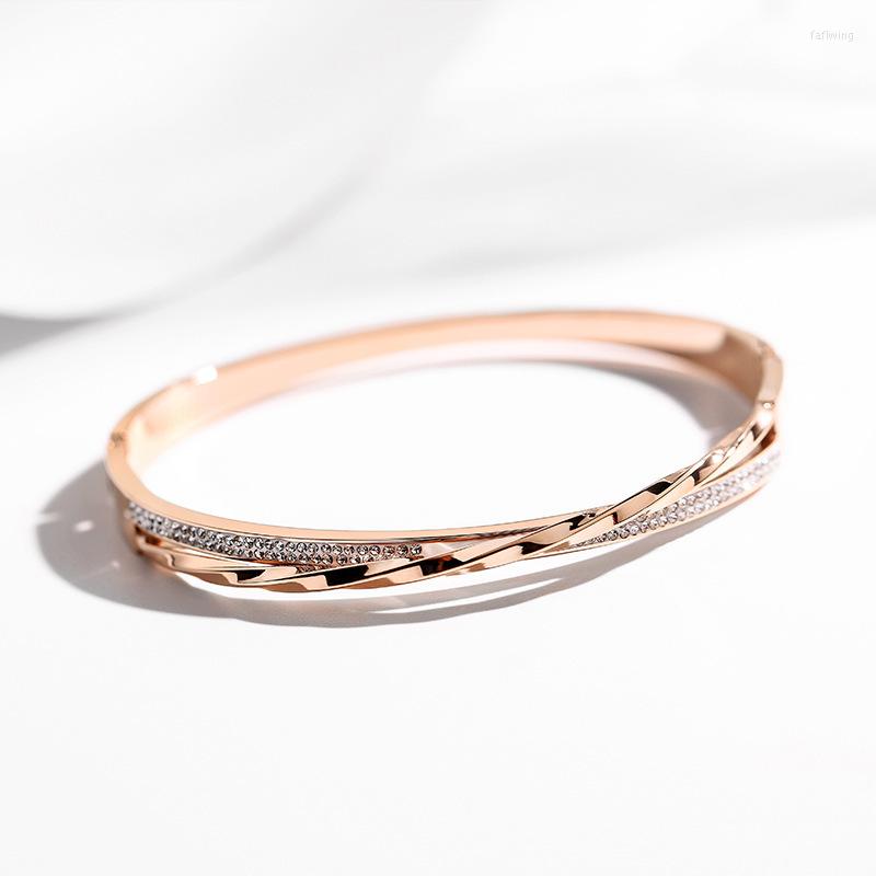 Bangle Fashion Gold Color Crystal Ribbed Charms Bangles For Women Temperament Stainless Steel Chain Jewelry
Bangle Fashion Gold Color Crystal Ribbed Charms Bangles For Women Temperament Stainless Steel Chain Jewelry