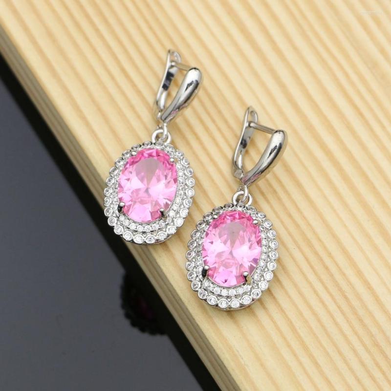 Dangle Earrings Round Pink Cubic Zirconia White Crystal 925 Sterling Silver For Women Wedding Accessories Drop
Dangle Earrings Round Pink Cubic Zirconia White Crystal 925 Sterling Silver For Women Wedding Accessories Drop