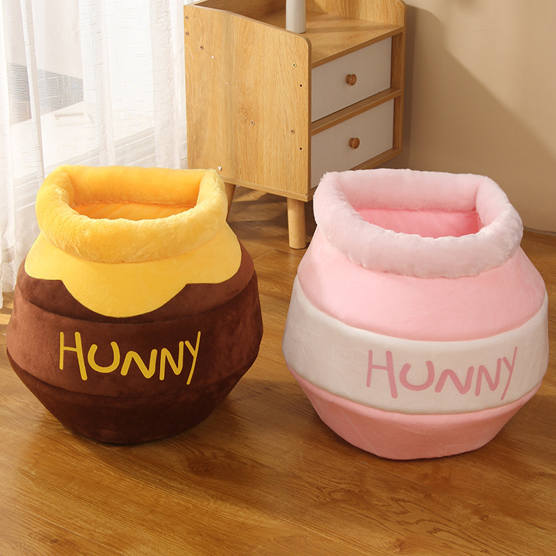 Beds Furniture Bed House Pet Accessories Four Seasons plush Mat Cats Cushion Basket Honey Jar Shape Pets Product For Small Cat Dog rabbit 221010