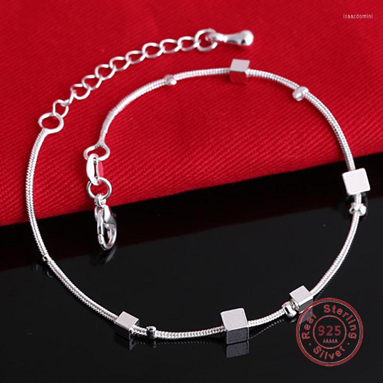Anklets Fashion Beach Anklet SIlver Color Ladies Square Pendant Foot Chain Bracelet Women Pulseras Jewelry