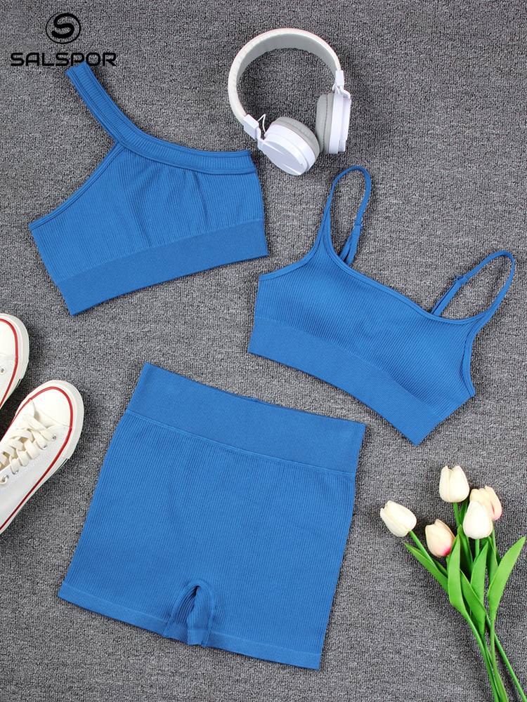 Women's Two Piece Pants SALAPOR Seamless Sport Set for Women Thread Sports Push Up Suits Tops and Leggings Ribbed Workout Tracksuit Woman Gym Clo