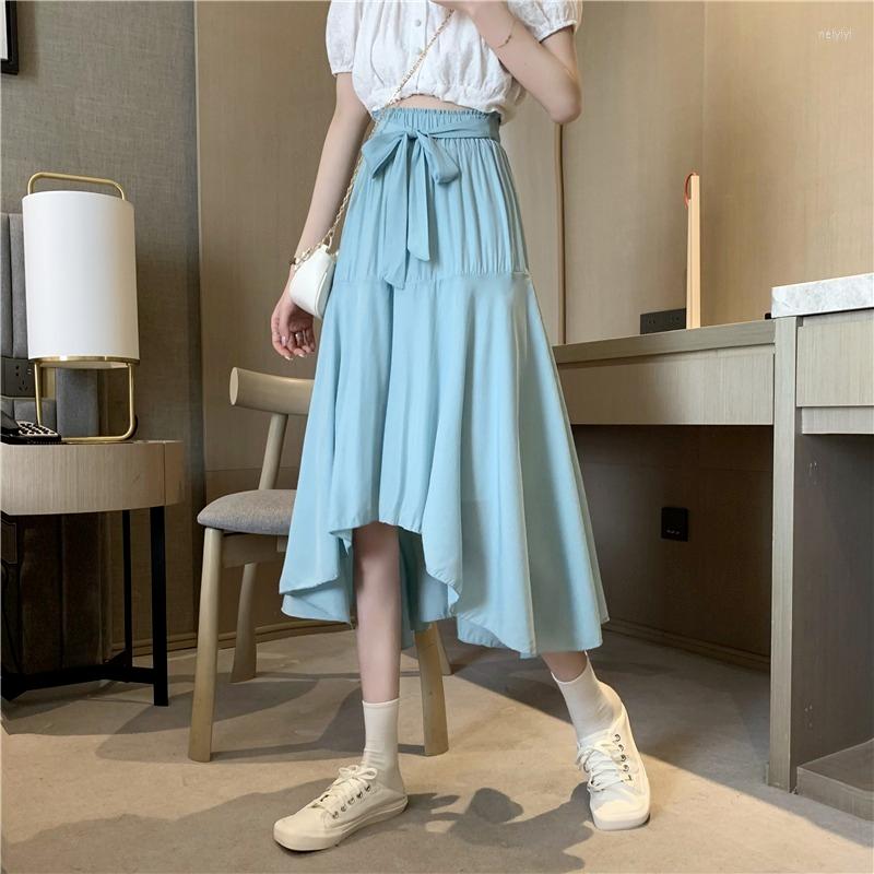 Skirts 2022 Women Korean Version High-waisted Thin Mid-length Female Spring Summer Bow Belt Skirt Elegant Irregular Fold, Apricot
Skirts 2022 Women Korean Version High-waisted Thin Mid-length Female Spring Summer Bow Belt Skirt Elegant Irregular Fold, Apricot