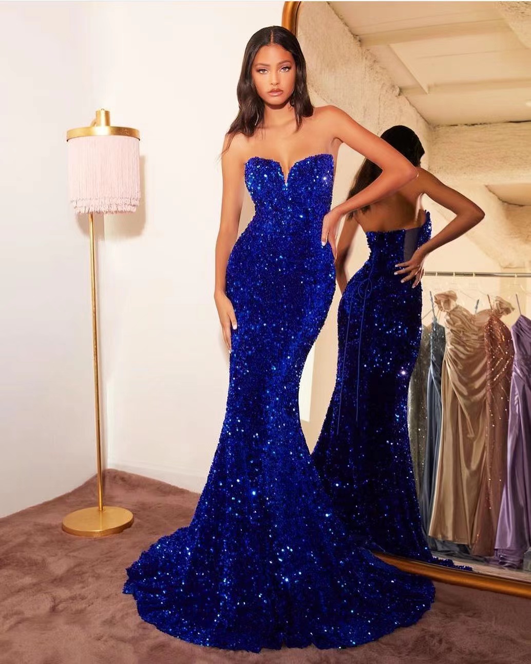 Royal Blue Velvet Sequins Mermaid Prom Dresses Sweetheart Sexy Backless Robe Des Soiree Sleeveless Long Maid of Honor Party Women Wear for Evening, Gray
Royal Blue Velvet Sequins Mermaid Prom Dresses Sweetheart Sexy Backless Robe Des Soiree Sleeveless Long Maid of Honor Party Women Wear for Evening, Gray