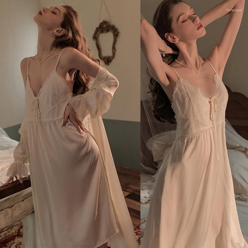 Women's Sleepwear Lady V-Neck Full Slip Lace Sexy Satin Robe Set Chemise Nightgown With Bra Silkly Bathrobe Strappy Home Wear, White
Women's Sleepwear Lady V-Neck Full Slip Lace Sexy Satin Robe Set Chemise Nightgown With Bra Silkly Bathrobe Strappy Home Wear, White