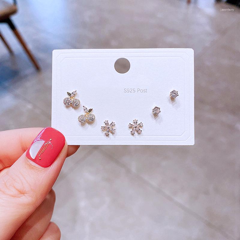 Stud Earrings High Quality 3 Pairs Cubic Zircon Set Gold Color Plated Cherry Flower For Women
Stud Earrings High Quality 3 Pairs Cubic Zircon Set Gold Color Plated Cherry Flower For Women
