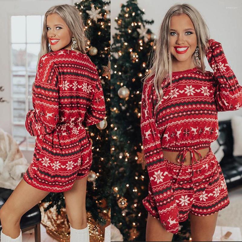 Men' Sleepwear Christmas Women Clothes Sets Long Sleeve Lace-up Crop Top Shorts Xmas Snowflake Print Round Neck Fashion Fall Casual Wear
Men' Sleepwear Christmas Women Clothes Sets Long Sleeve Lace-up Crop Top Shorts Xmas Snowflake Print Round Neck Fashion Fall Casual Wear