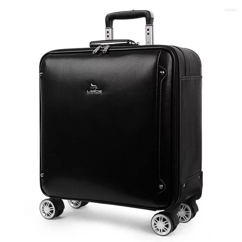 

Suitcases Business Real Leather Travel Luggage Trolley Suitcase Spinner Carry On Genuine Retro Box 16/20 Inch Boarding Case
