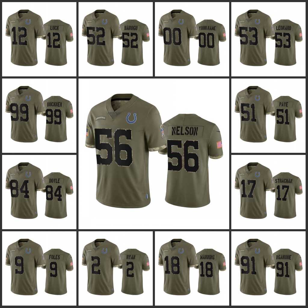 Jerseys Indianapolis''Colts''Men #18 Peyton Manning 2 Matt Ryan 56 Quenton Nelson Custom Women Youth''NFL Olive 2022 Salute To Service Limited Jersey
Jerseys Indianapolis''Colts''Men #18 Peyton Manning 2 Matt Ryan 56 Quenton Nelson Custom Women Youth''NFL Olive 2022 Salute To Service Limited Jersey