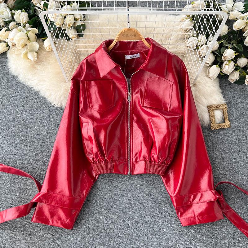 Women's Leather 2022 Fall Winter Ribbon Faux Jacket Women Casual PU Loose Motorcycle Outwear Female Streetwear Oversize Coat Korean Chic, Black
Women's Leather 2022 Fall Winter Ribbon Faux Jacket Women Casual PU Loose Motorcycle Outwear Female Streetwear Oversize Coat Korean Chic, Black