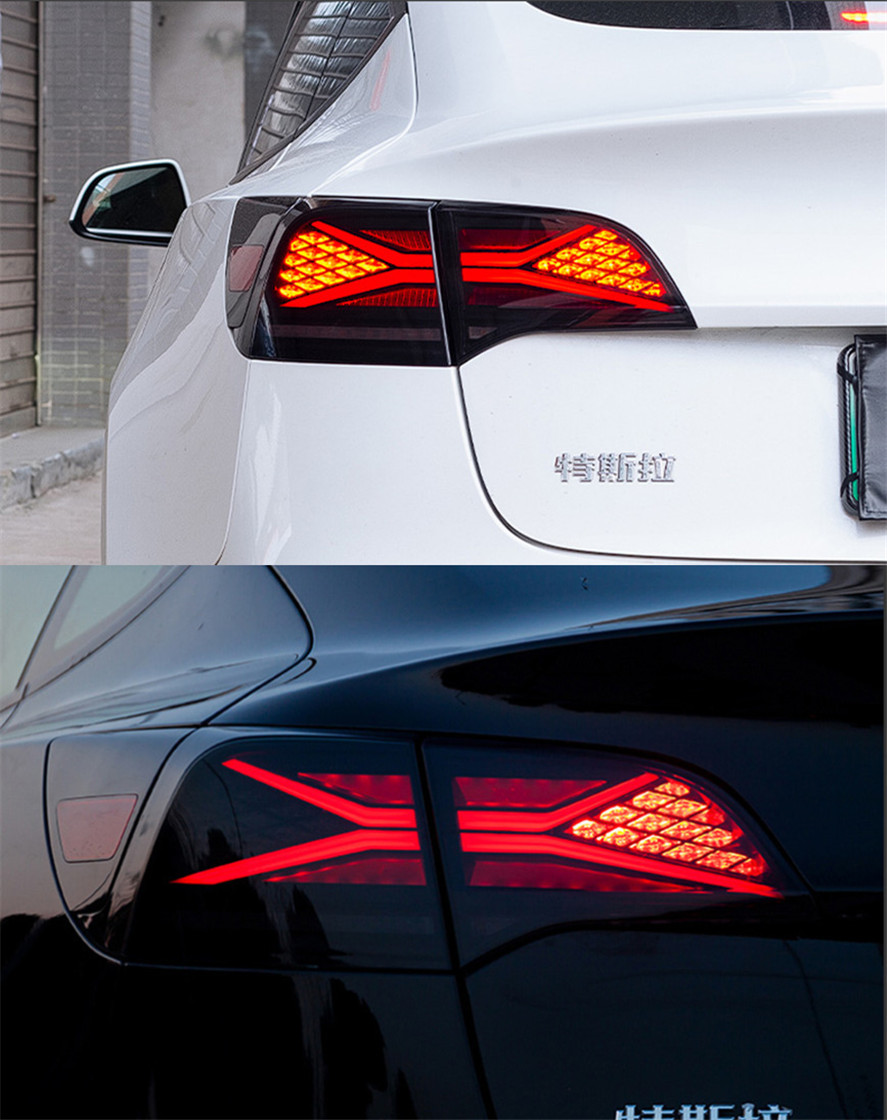 Car Lights For Tesla Model 3 Model Y LED Dynamic Turn Signal Tail Light With Sequential Animation Reversing Brake Taillights