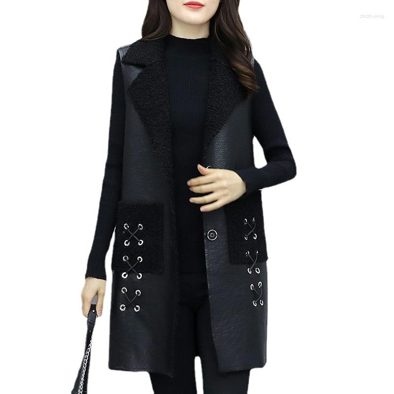 Women's Vests Autumn Winter 2022 Waistcoat Fur Leather Splice Fashion Vest Jacket Plus Size Women Lamb Wool Coat, Black
Women's Vests Autumn Winter 2022 Waistcoat Fur Leather Splice Fashion Vest Jacket Plus Size Women Lamb Wool Coat, Black