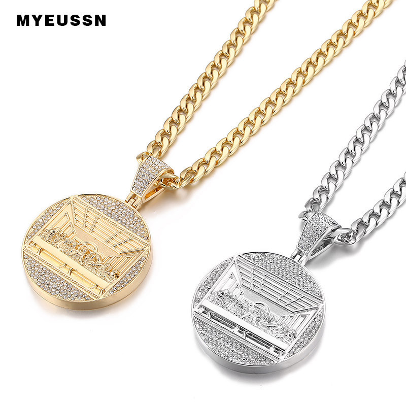 Last Supper Pendant Big Jesus Iced Out Bling Zircon Gold color Charm Necklace Fashion For Men Father's Day Gift Hip Hop Jewelry Y200810