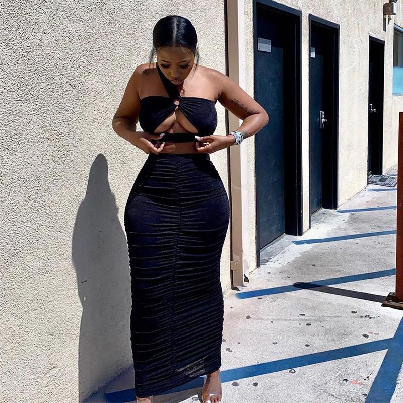 Work Dresses 2022 Cropped Top And Long Skirt Two Piece Sets Bodycon Cut Out Night Club Partywear Co-ord Outfits Tight Women Suit, Black 
Work Dresses 2022 Cropped Top And Long Skirt Two Piece Sets Bodycon Cut Out Night Club Partywear Co-ord Outfits Tight Women Suit, Black