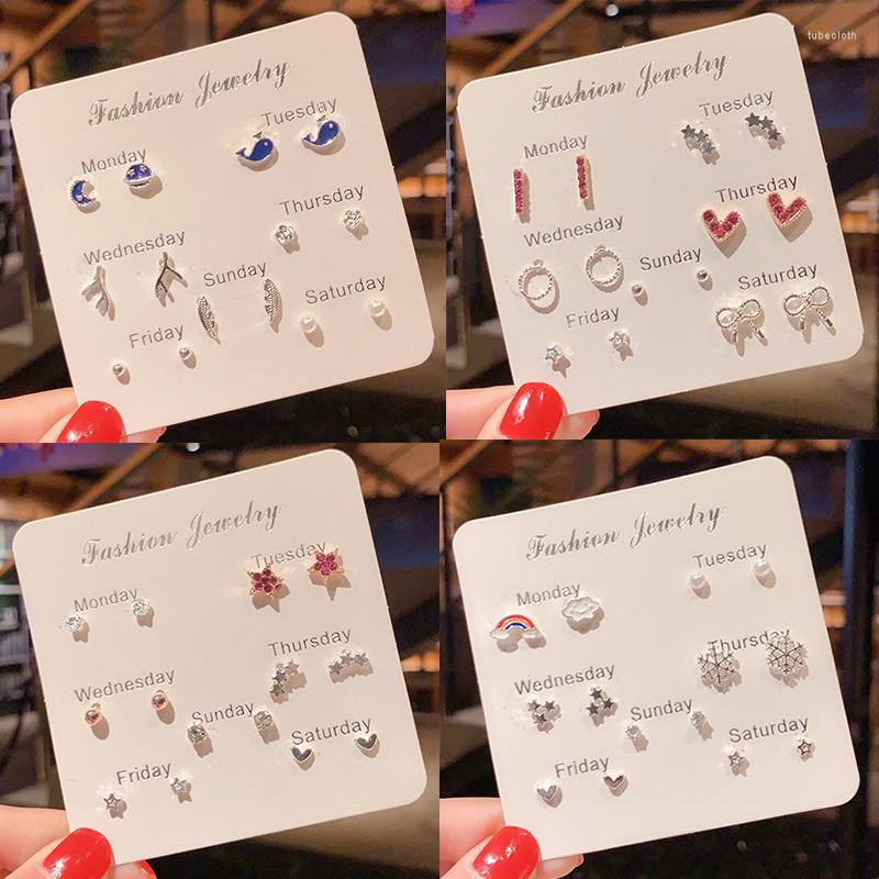 Stud Earrings 7Pairs/Set Crystal Heart Leaves For Women Charm Rhinestone Small Pearl Set Jewelry Girls Gifts Brincos
Stud Earrings 7Pairs/Set Crystal Heart Leaves For Women Charm Rhinestone Small Pearl Set Jewelry Girls Gifts Brincos