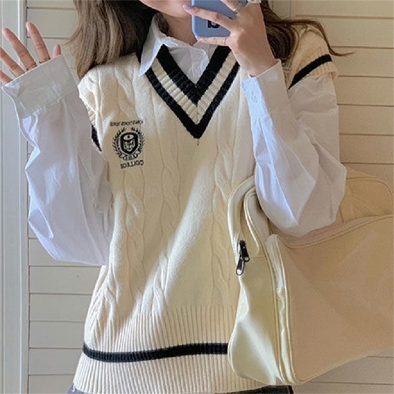 Women's Vests Deeptown Preppy Style Knitted Sweater Vest V-neck Oversize Korean Fashion Sleeveless Youth Jumper Casual White Pullover Female 221010, Blue
Women's Vests Deeptown Preppy Style Knitted Sweater Vest V-neck Oversize Korean Fashion Sleeveless Youth Jumper Casual White Pullover Female 221010, Blue