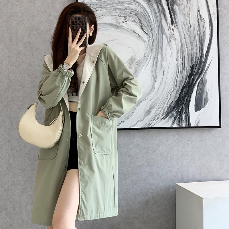 Women' Trench Coats Spring Autumn Long Sleeve Hooded Loose Casual Single Breasted Mid Length Coat Femme Fashion Versatile Women' Wear
Women' Trench Coats Spring Autumn Long Sleeve Hooded Loose Casual Single Breasted Mid Length Coat Femme Fashion Versatile Women' Wear