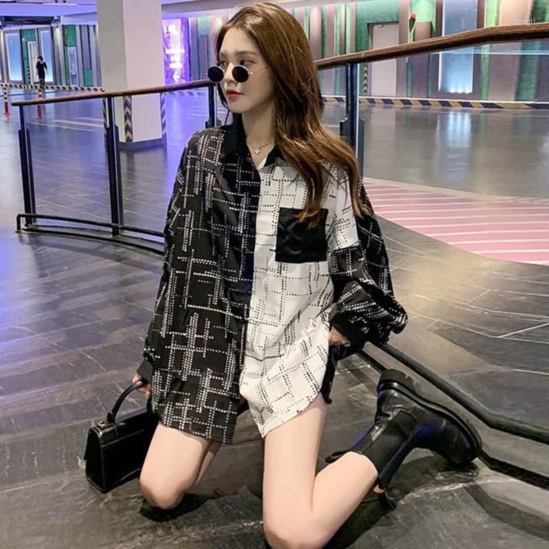 Women's Blouses Korean Chiffon Blouse Harajuku Shirts For Women Fashion Spring Autumn Lapel Button Print Color Contrast Long Sleeve Loose, Black
Women's Blouses Korean Chiffon Blouse Harajuku Shirts For Women Fashion Spring Autumn Lapel Button Print Color Contrast Long Sleeve Loose, Black