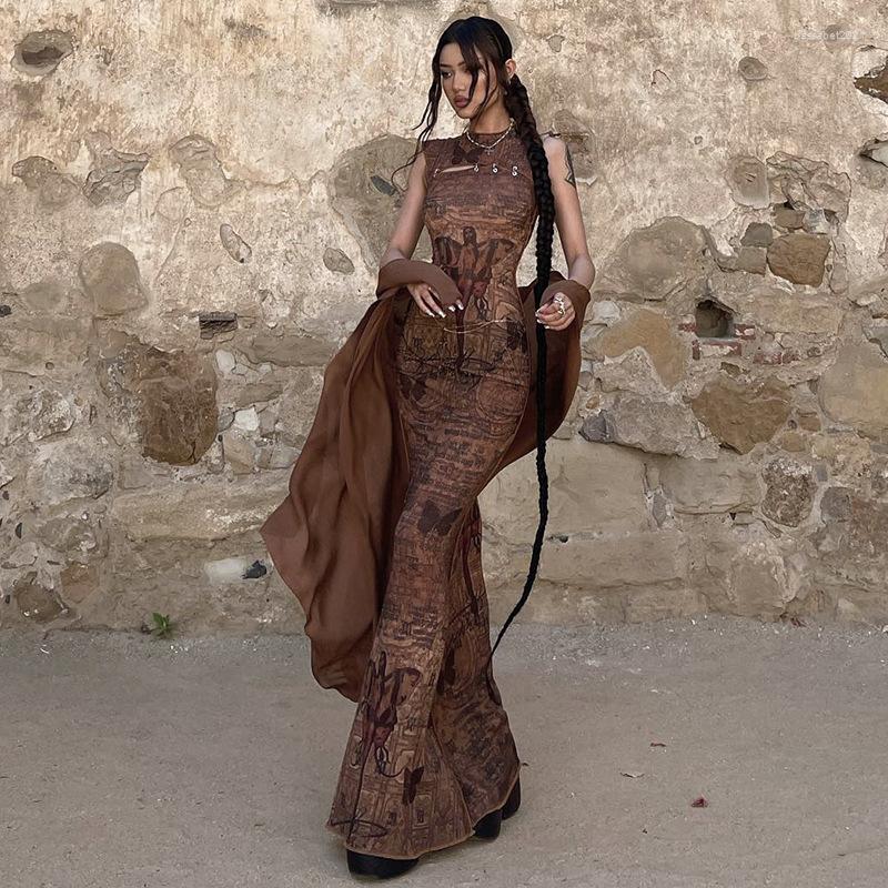 Casual Dresses Women Fashion Sleeveless Hollow Out Printed Maxi Dress Vintage O-neck High Waist Female Bodycon Slim Retro Vestidos, Dark brown
Casual Dresses Women Fashion Sleeveless Hollow Out Printed Maxi Dress Vintage O-neck High Waist Female Bodycon Slim Retro Vestidos, Dark brown