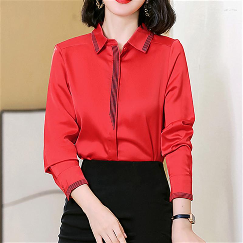 Women' Blouses Silk Shirt Women 2022 Spring And Autumn Long-sleeved Fashion Solid Color Loose Workplace Ladies Top Office Plus Size Blouse, Red
Women' Blouses Silk Shirt Women 2022 Spring And Autumn Long-sleeved Fashion Solid Color Loose Workplace Ladies Top Office Plus Size Blouse, Red