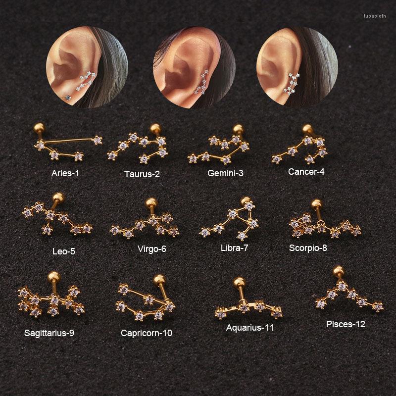 Stud Earrings 1 Pcs Twelve Constellation Star Cartilage Earring Non-Allergic Silver Color CZ Zodiac Screw Piercing Ear Decor Jewelry Gift
Stud Earrings 1 Pcs Twelve Constellation Star Cartilage Earring Non-Allergic Silver Color CZ Zodiac Screw Piercing Ear Decor Jewelry Gift