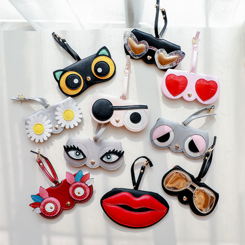 Sunglasses Cases Bags Ins Glasses Case Animal Cartoon Fashion Women PU Leather Sun Box Eyeglass Sunglasses Cute Protection Eyewear Bag 221010
