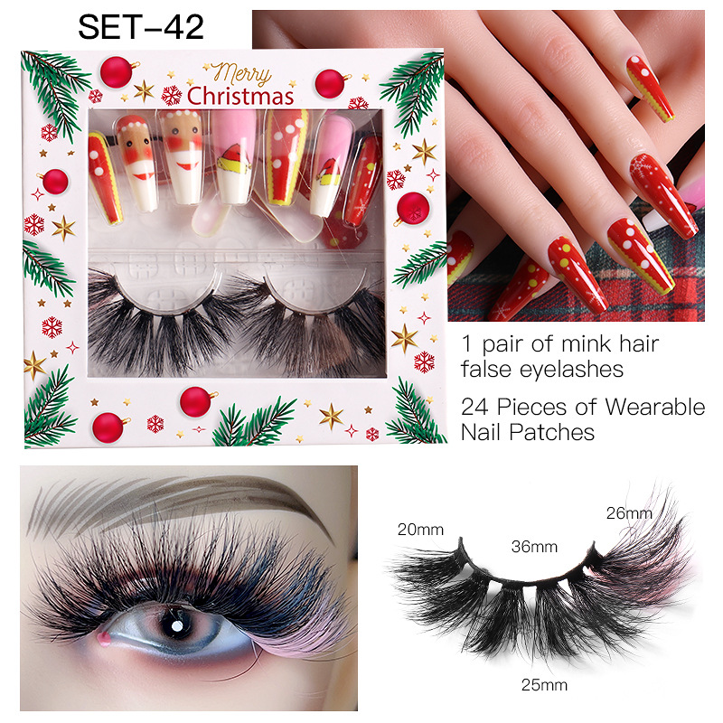 Hand Made Reusable Multilayer Colorful Fake Eyelashes and Nail Christmas Suit Thick Culy 3D Mink False Lashes Extensions Makeup Accessory 6 Models DHL
Hand Made Reusable Multilayer Colorful Fake Eyelashes and Nail Christmas Suit Thick Culy 3D Mink False Lashes Extensions Makeup Accessory 6 Models DHL