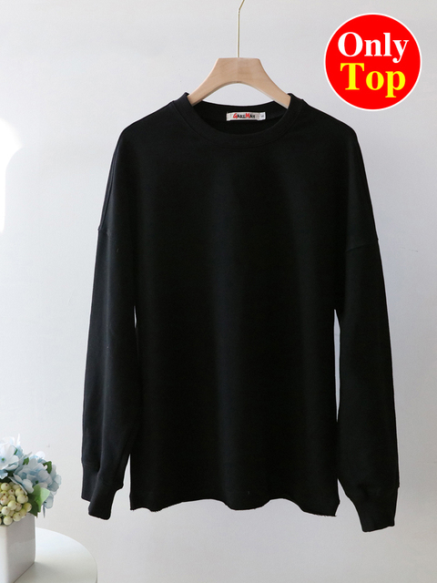 Women's Two Piece Pants Spring Tracksuit Casual Women's Trouser Suit Blue Sweatshirt Cotton 2 Piece Sets Womens Outfits Oversize Wide Pants 