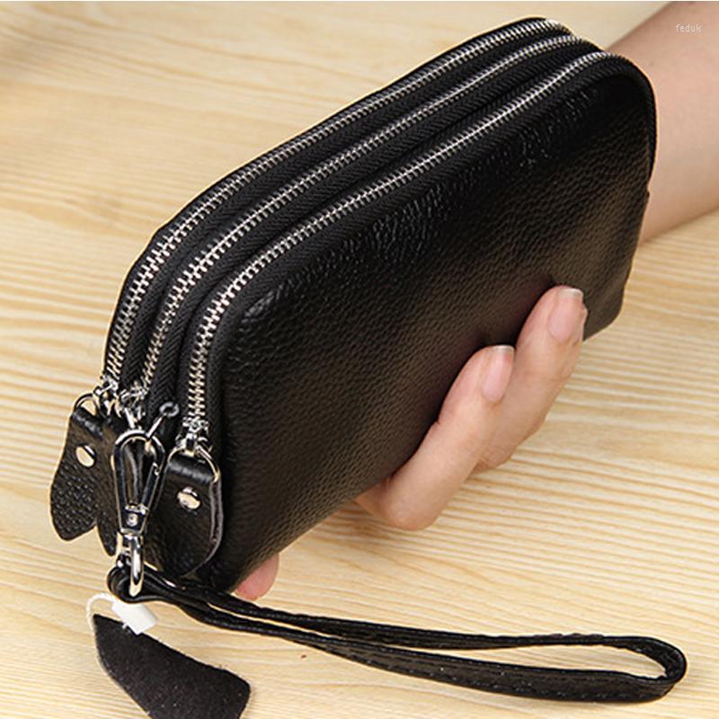 Wallets Three Zipper Pockets Long For Women Men Top Genuine Leather High Capacity Phone Purse Female Clutch Coin Bag Handy, Black
Wallets Three Zipper Pockets Long For Women Men Top Genuine Leather High Capacity Phone Purse Female Clutch Coin Bag Handy, Black