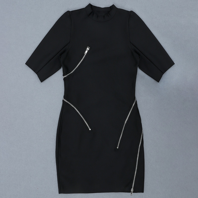 stand collar women lady dresses zipper fashion bandage dress summer slim party evening outfits 4524