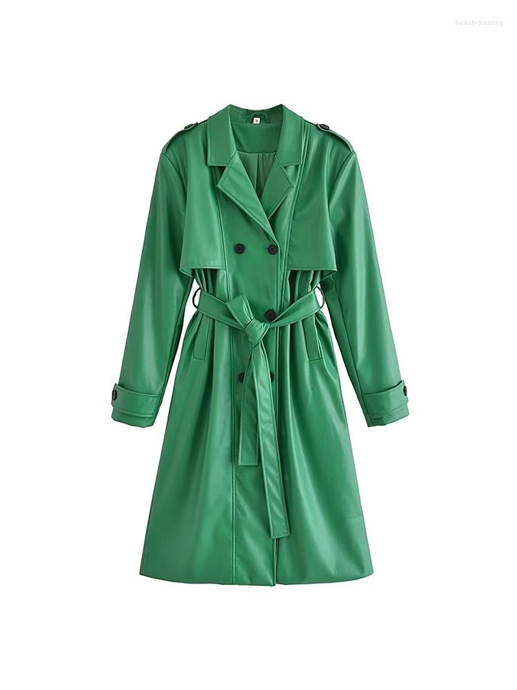 Women's Leather Women's Fall 2022 Casual Fashion Chic Faux Trench Coat Vintage Lapel Long Sleeve Pockets Double Breasted Loose Top, Green
Women's Leather Women's Fall 2022 Casual Fashion Chic Faux Trench Coat Vintage Lapel Long Sleeve Pockets Double Breasted Loose Top, Green